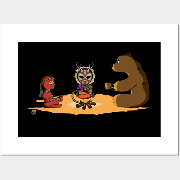 Hunter Ninja Bear - Tea Party Wall Art by spotcolor